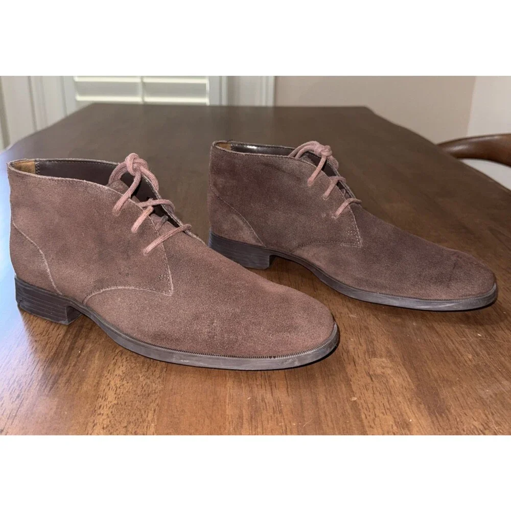 Cole Haan Men 8M Brown Suede Chukka Boots Lace Up Desert Ankle Dress Shoes